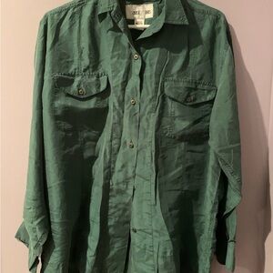 Vintage Louise Paris Green Button-Up Shirt 100% Silk